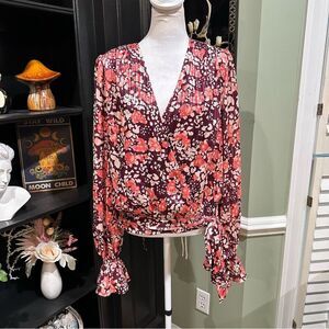 Army Broom Melody Floral Surplice Top Size XL